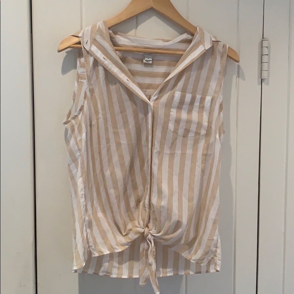J. Crew pink striped button up tank